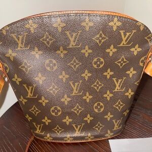 Louis Vuitton Brown and Gold Monogram Drouot Shoulder Bag
